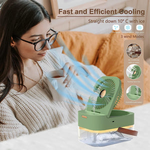 Mini Aire Acondicionado Ventilador de nebulización de escritorio portátil Ventilador enfriador de aire de mesa de 3 velocidades Uso en interiores (carga verde) Ehuebsd Libre de BPA